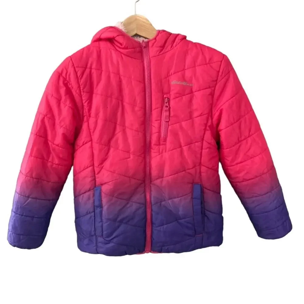 Eddie Bauer Reversible Deer Harbor Hooded Jacket - Pink Purple Ombre - M 10/12